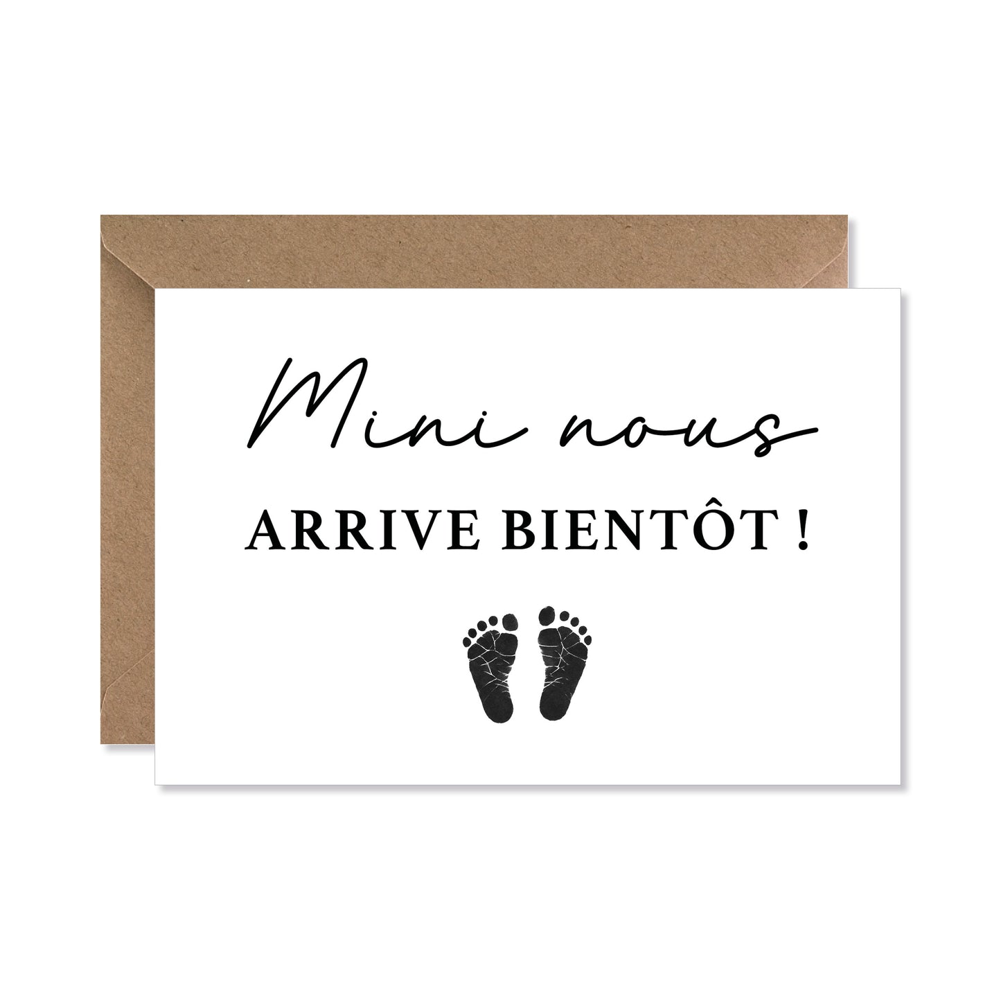 Carte annonce grossesse originale - mini nous arrive bientôt - pieds bébé