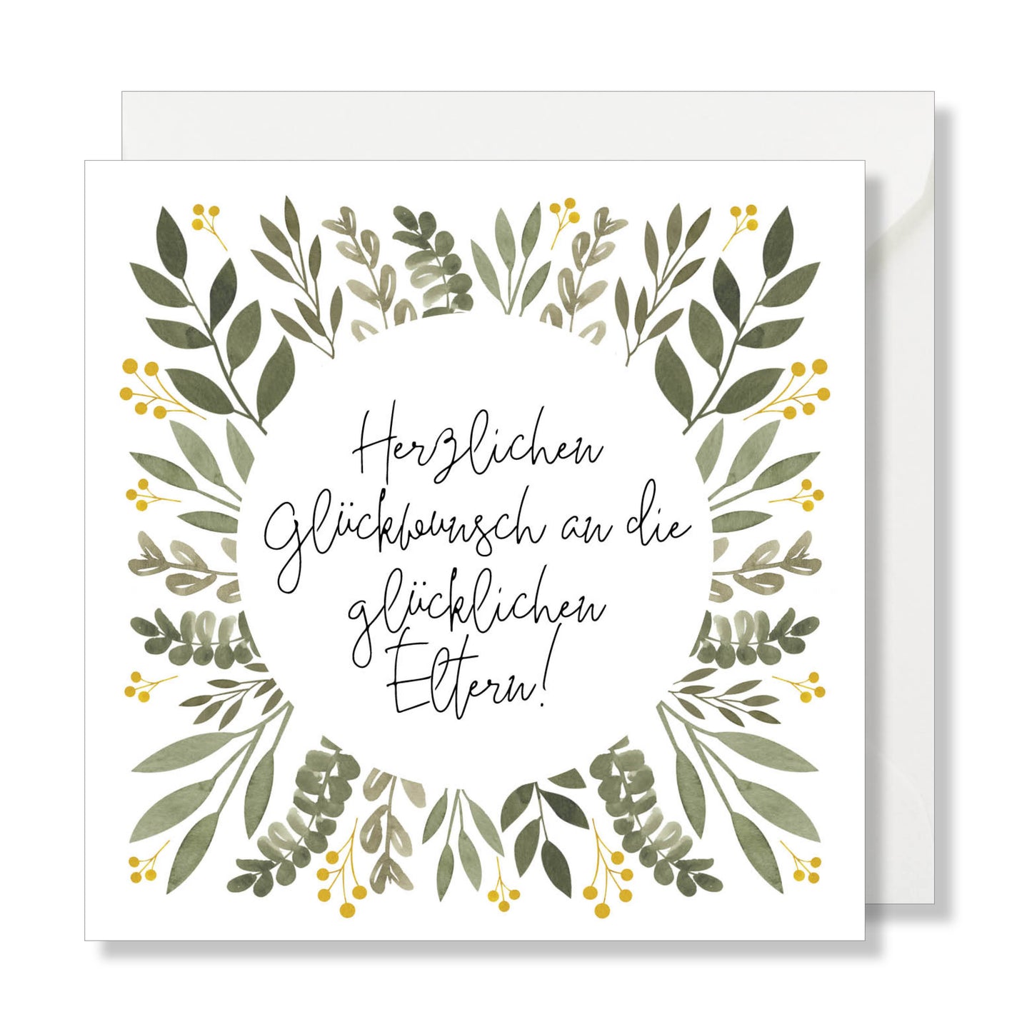 Grusskarte "Herzlichen Glückwunsch an die glücklichen Eltern!" aquarell