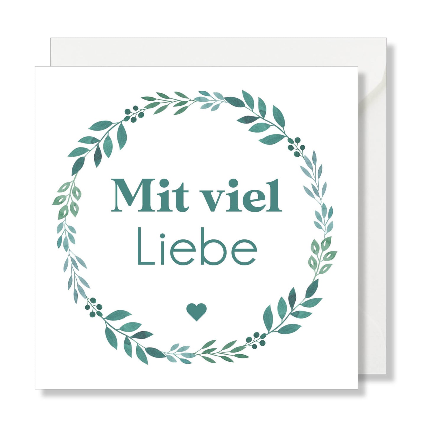 Grusskarte "Mit viel Liebe" aquarell blau