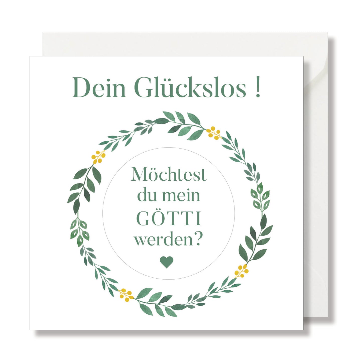 Gelbe quadratische Grußkarte "ich liebe dich mehr als Käse".