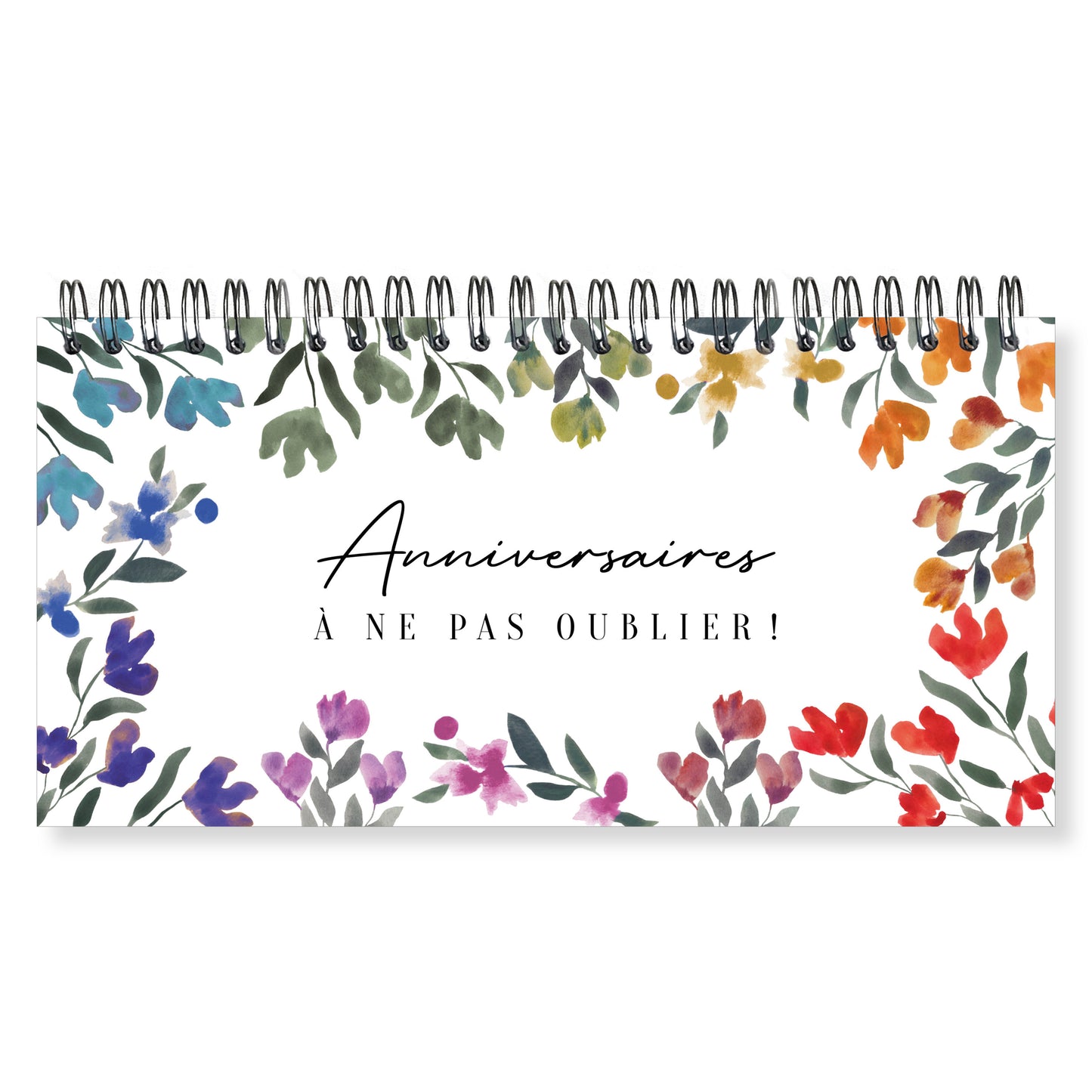 Calendrier anniversaires "aquarelle arc-en-ciel"