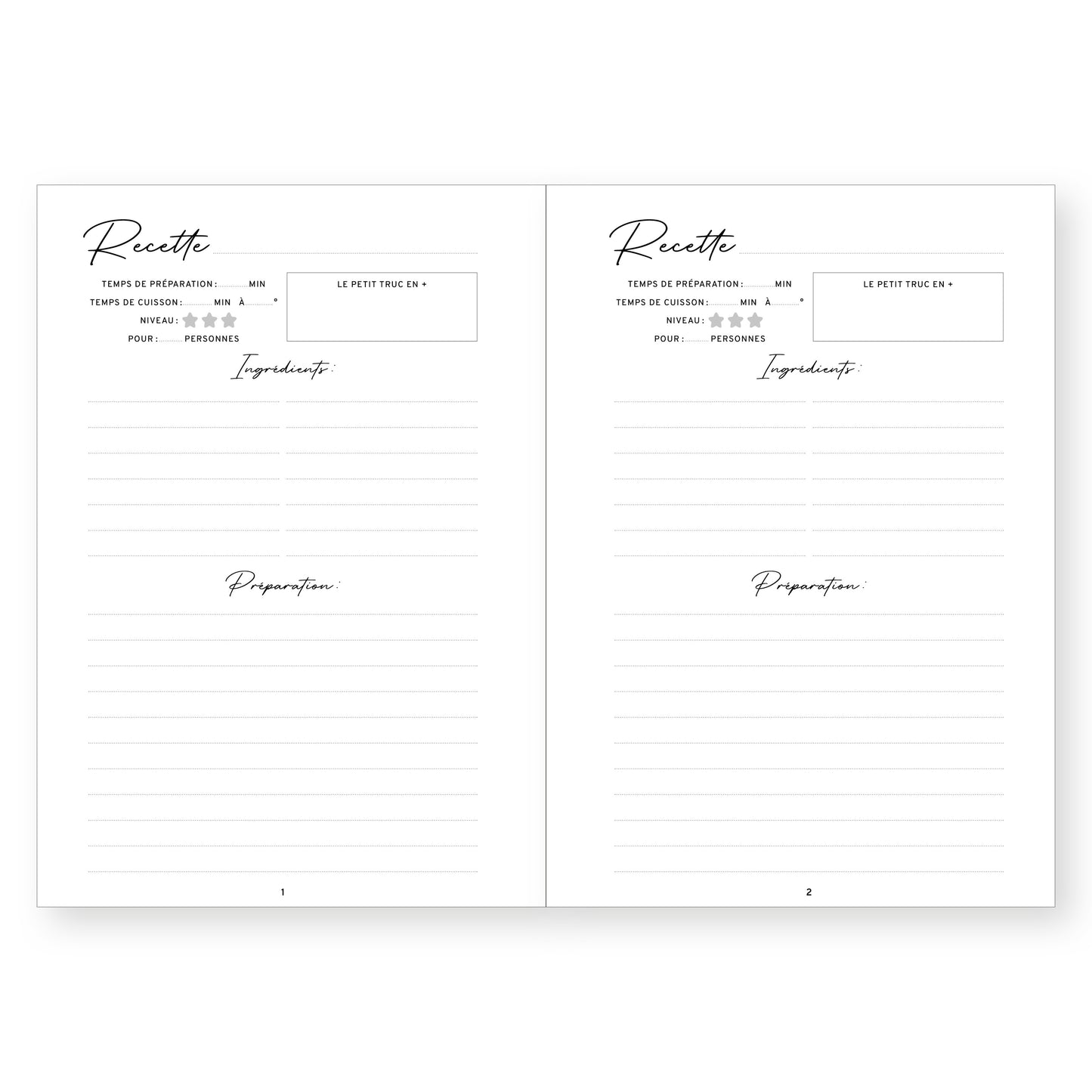Carnet de 70 recettes vierge - bleuet