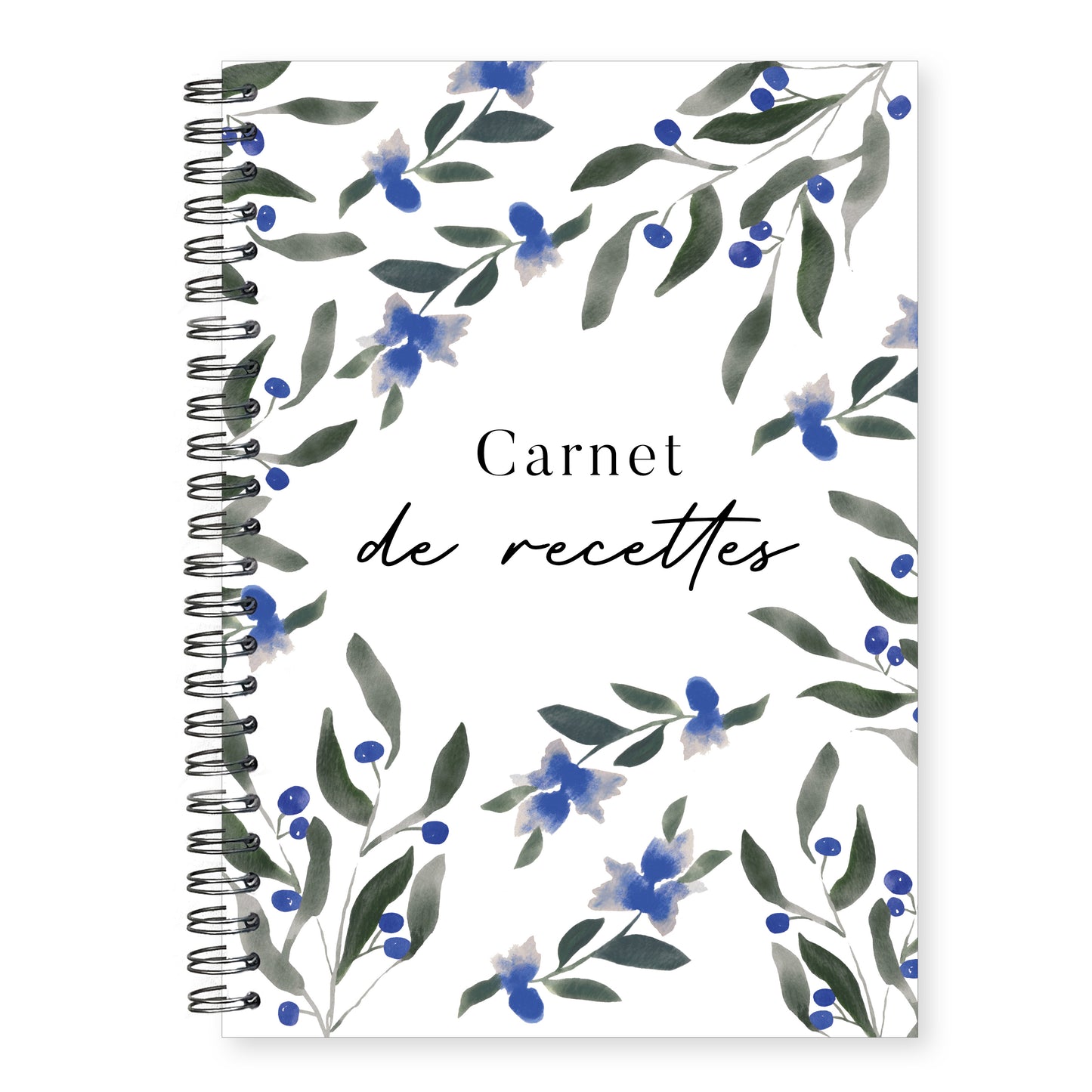 Carnet de 70 recettes vierge - bleuet