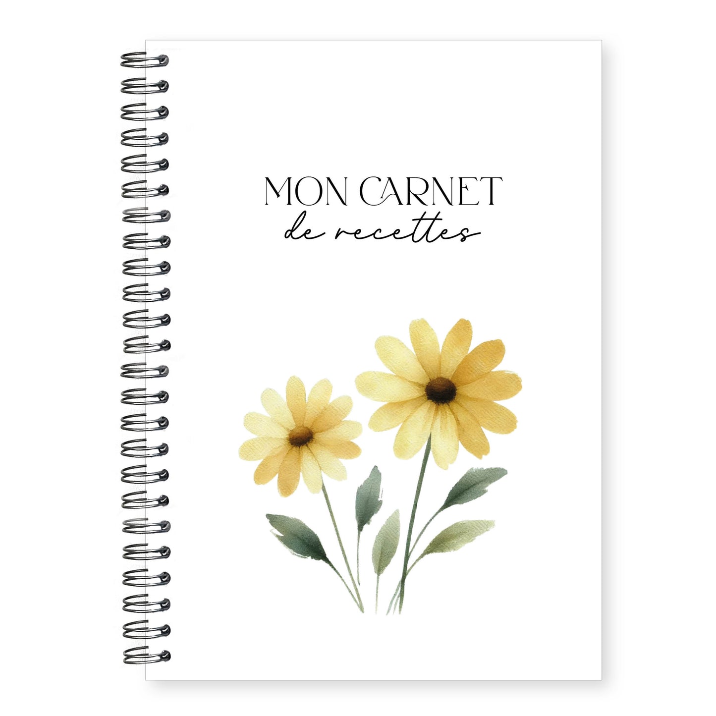 Box organisation bloc-notes, menu de la semaine - fleurs jaunes.