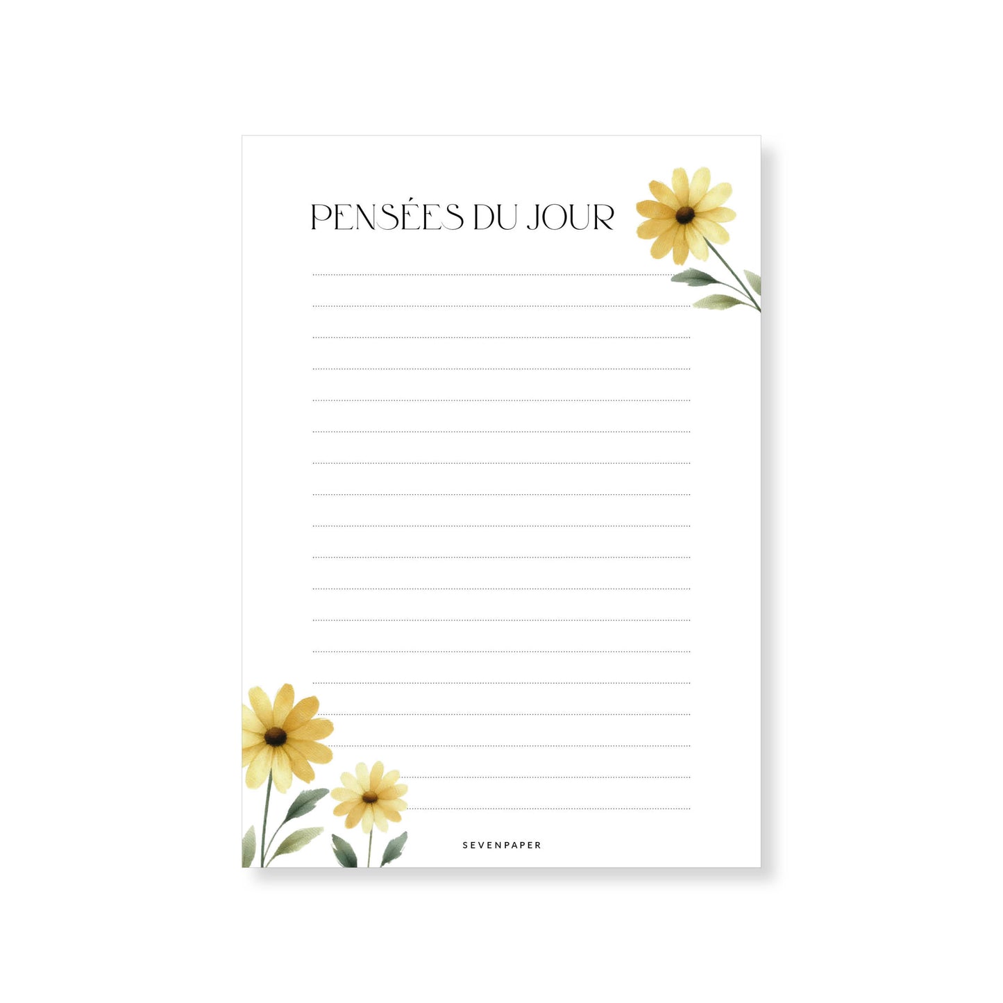 Box organisation bloc-notes, menu de la semaine - fleurs jaunes.