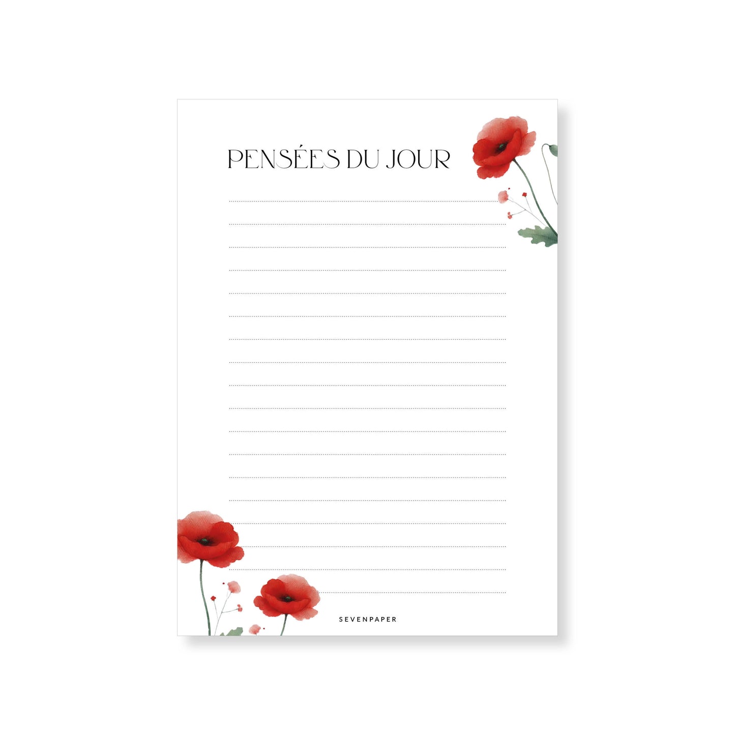 Bloc-notes pensées du jour A6 - coquelicots.