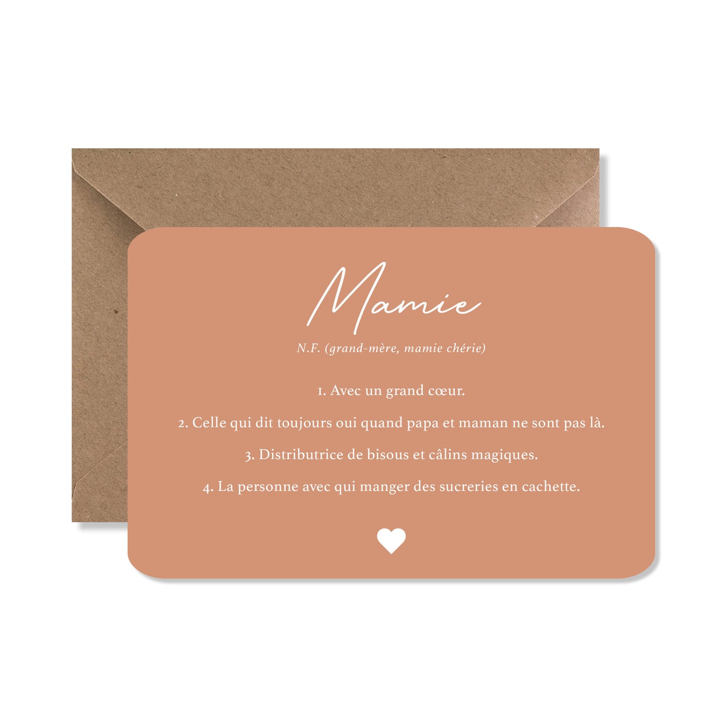 Carte de vœux A6 "mamie" saumon