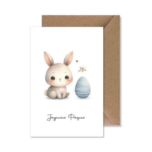 Carte de vœux A6 "joyeuses Pâques" aquarelle lapin