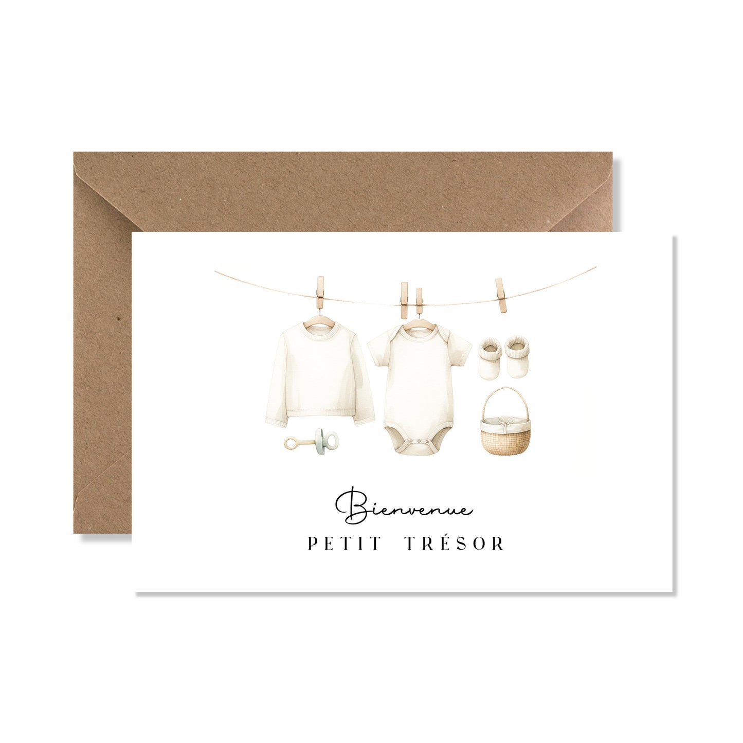 Carte de vœux A6 "bienvenue petit trésor" illustration
