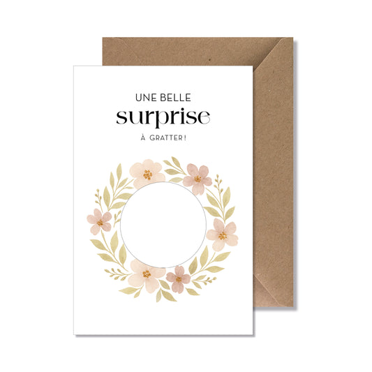Kit carte à gratter "une belle surprise" fleurs illustration