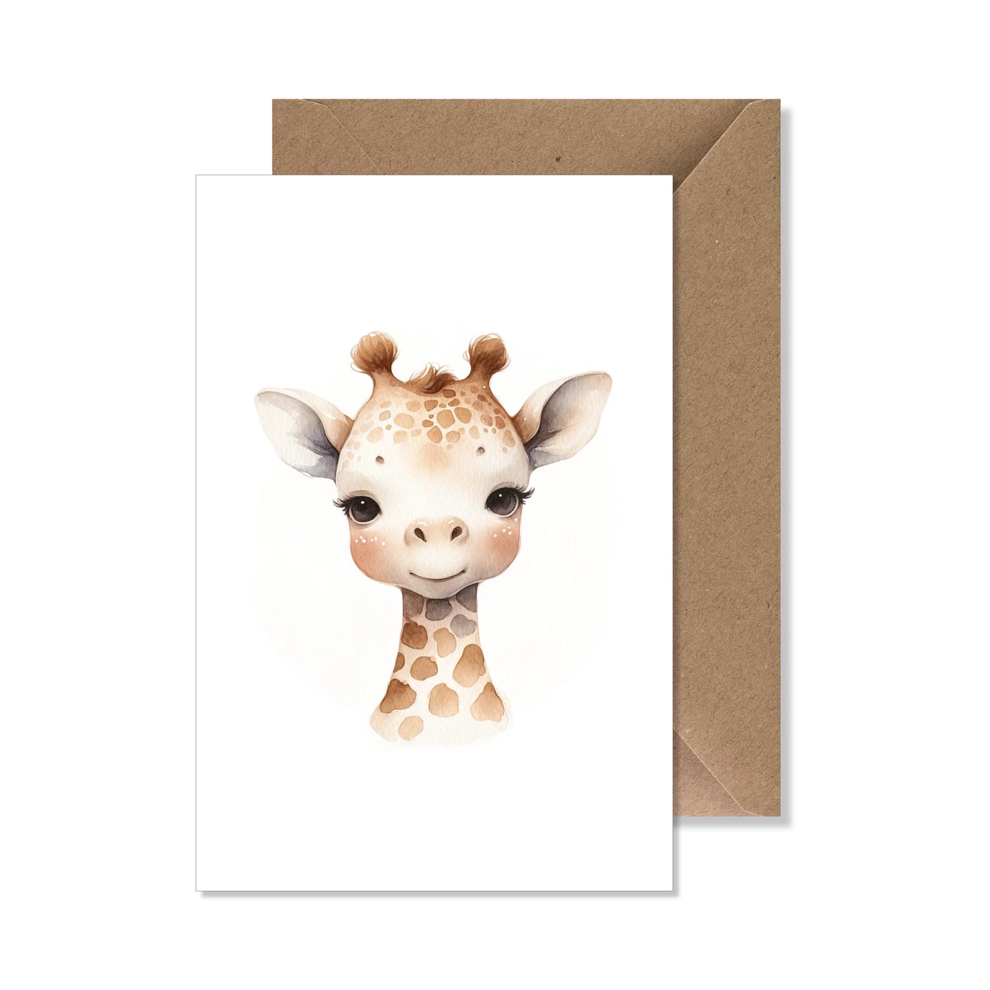 Carte de vœux A6 "girafe" aquarelle illustration.