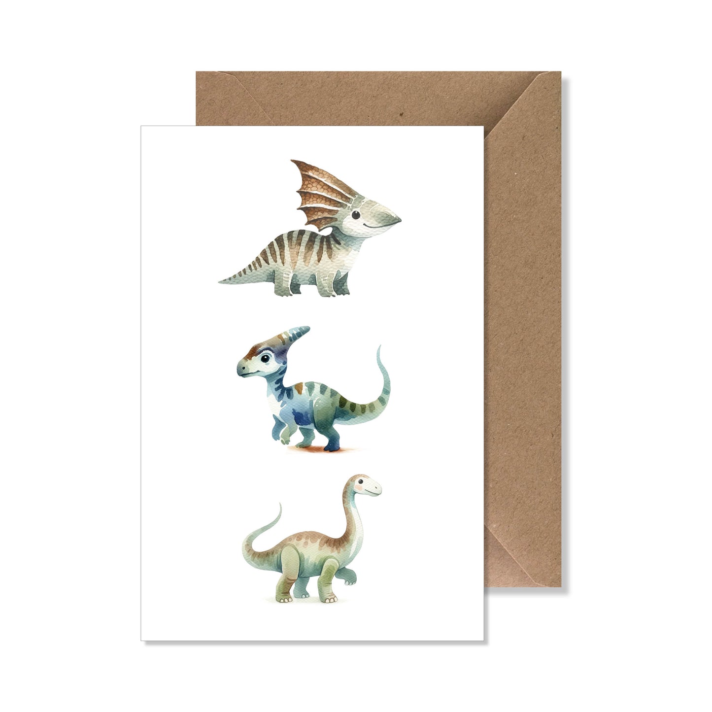 Carte de vœux A6 "dinosaure" aquarelle illustration.