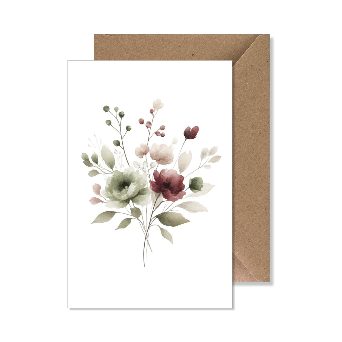 Carte de vœux A6 "bouquet" aquarelle.