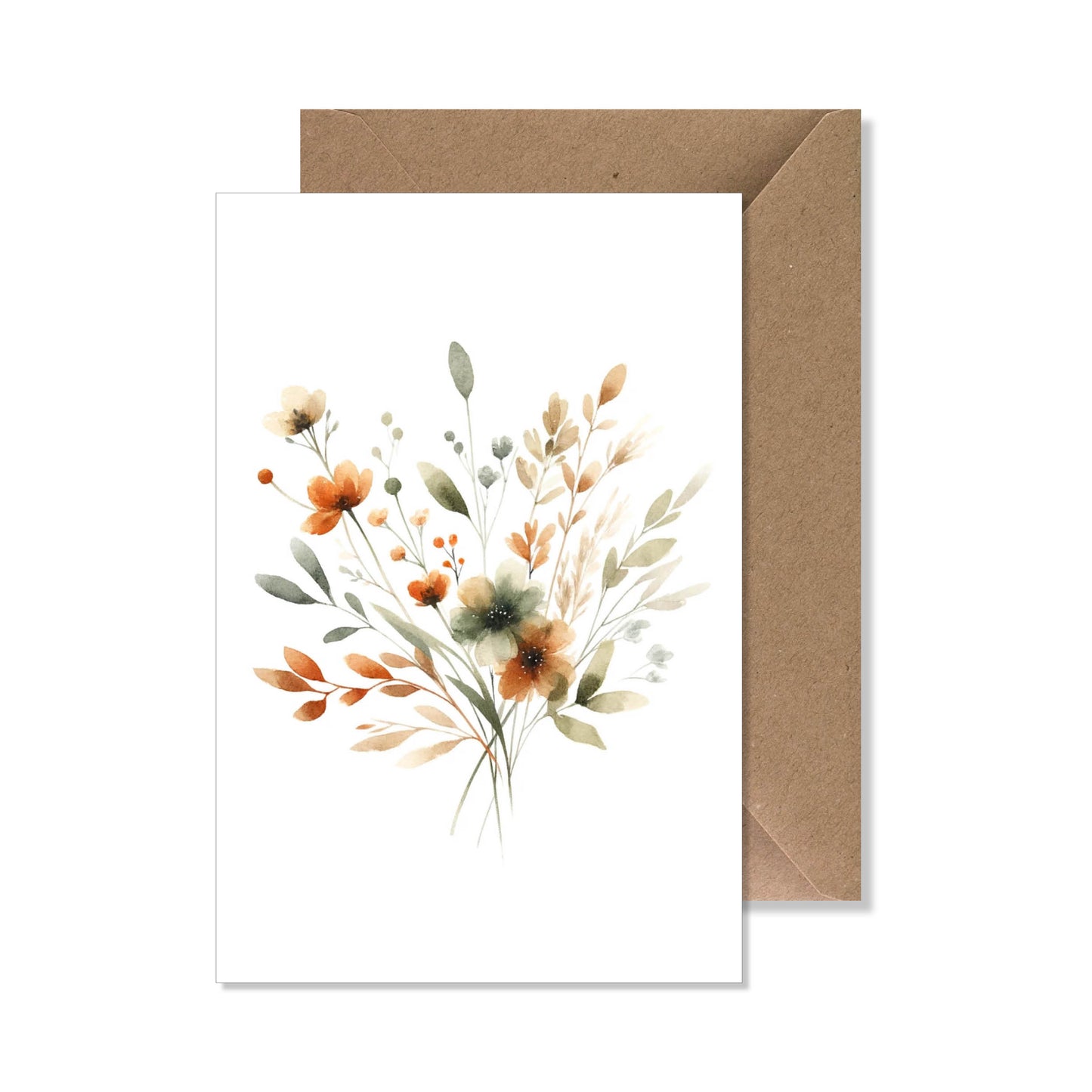Carte de vœux A6 "bouquet automne" illustration.