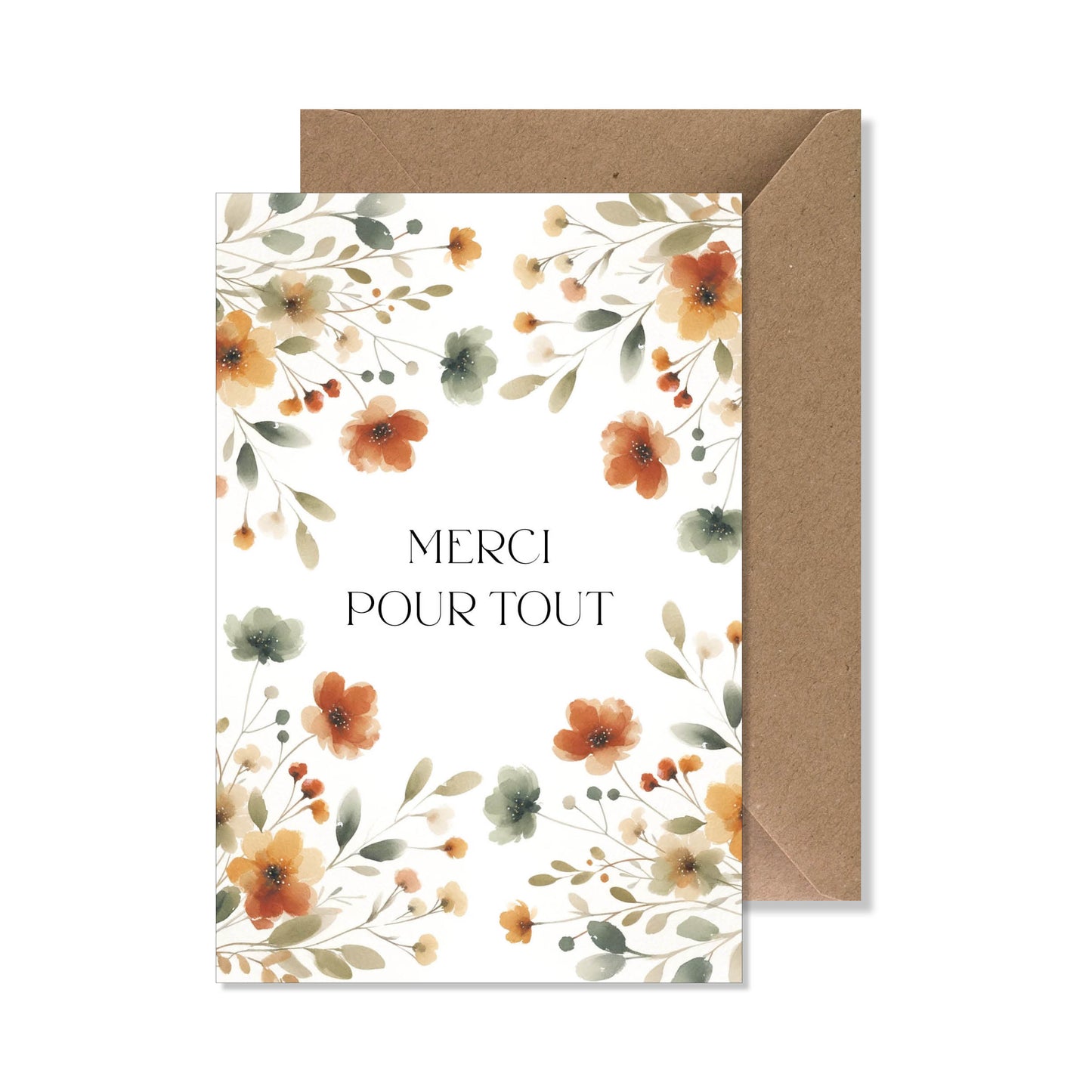 Carte de vœux A6 "merci pour tout" illustration automne.