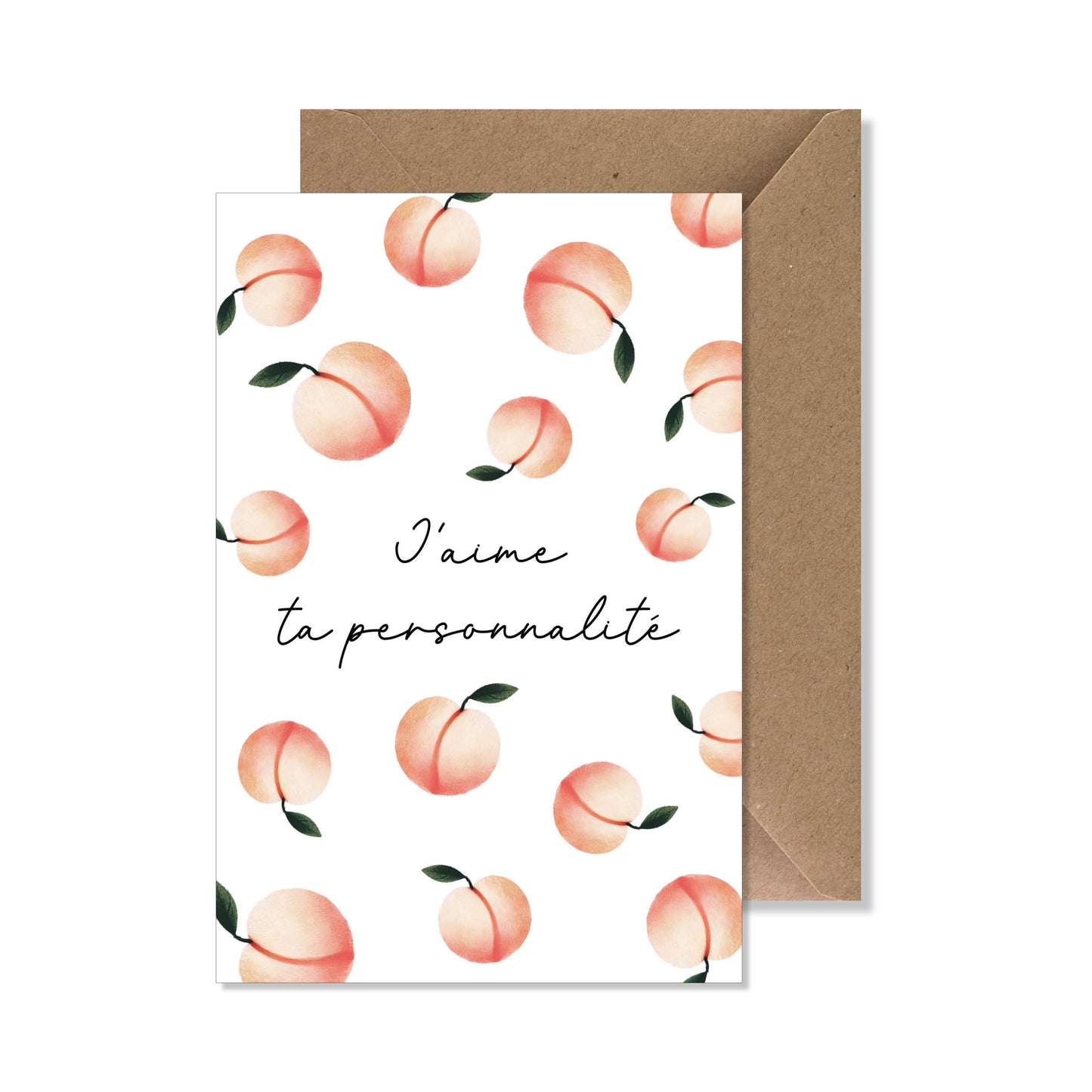 Carte de vœux A6 "j'aime ta personnalité" illustration pêche.