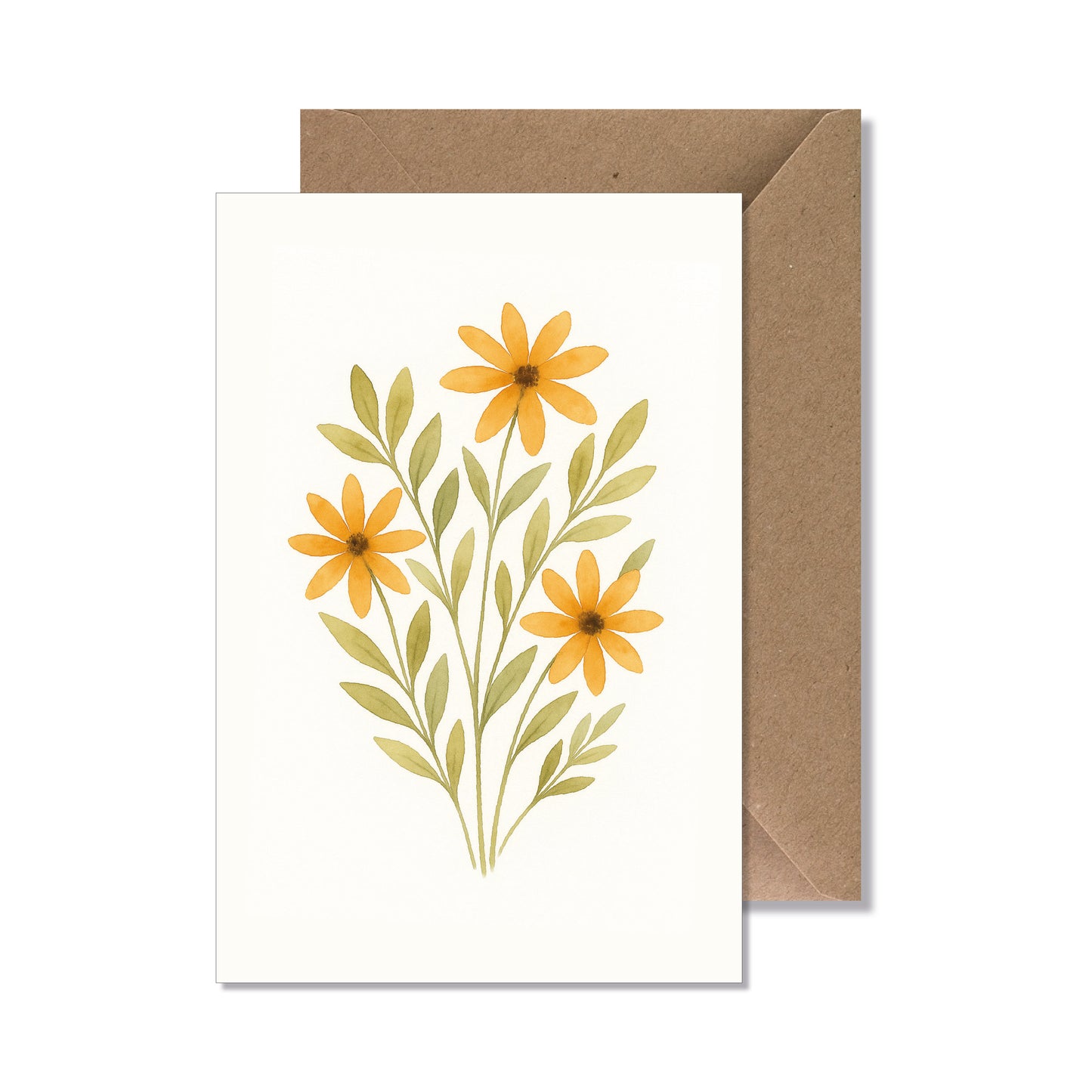 Carte de vœux A6 "bouquet fleurs jaune" illustration
