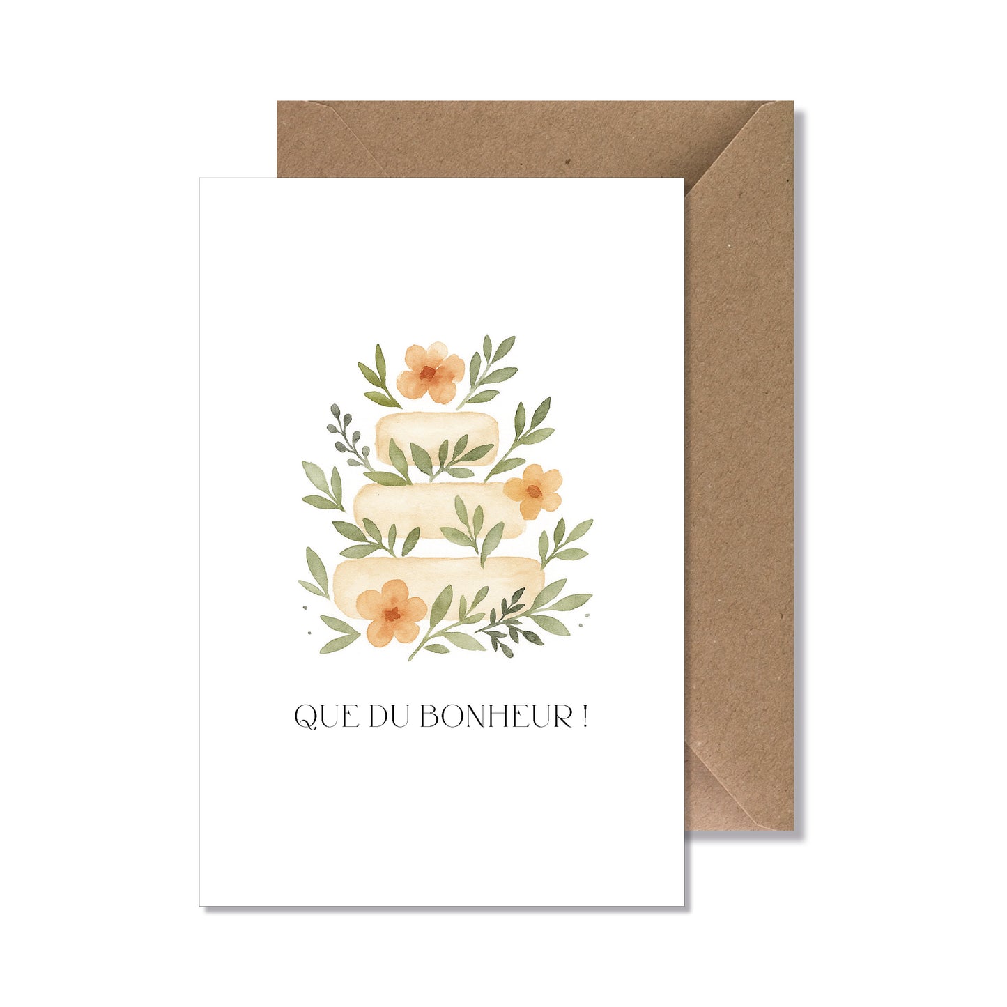 Carte de vœux A6 "que du bonheur" gâteau