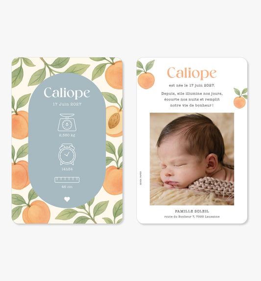 Faire-part de naissance – arche pêche orange bleu vert