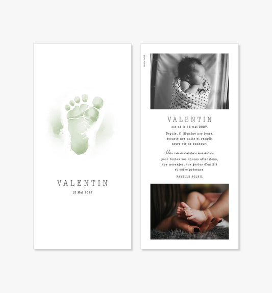 Faire-part de naissance – pieds bébé aquarelle illustration