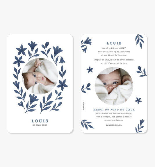 Faire-part de naissance – printemps bleu