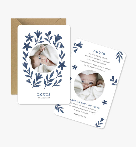 Faire-part de naissance – printemps bleu