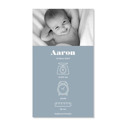 Faire-part de naissance numérique virtuel minimaliste bleu