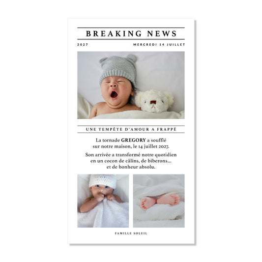 Faire-part de naissance numérique virtuel breaking news la gazette