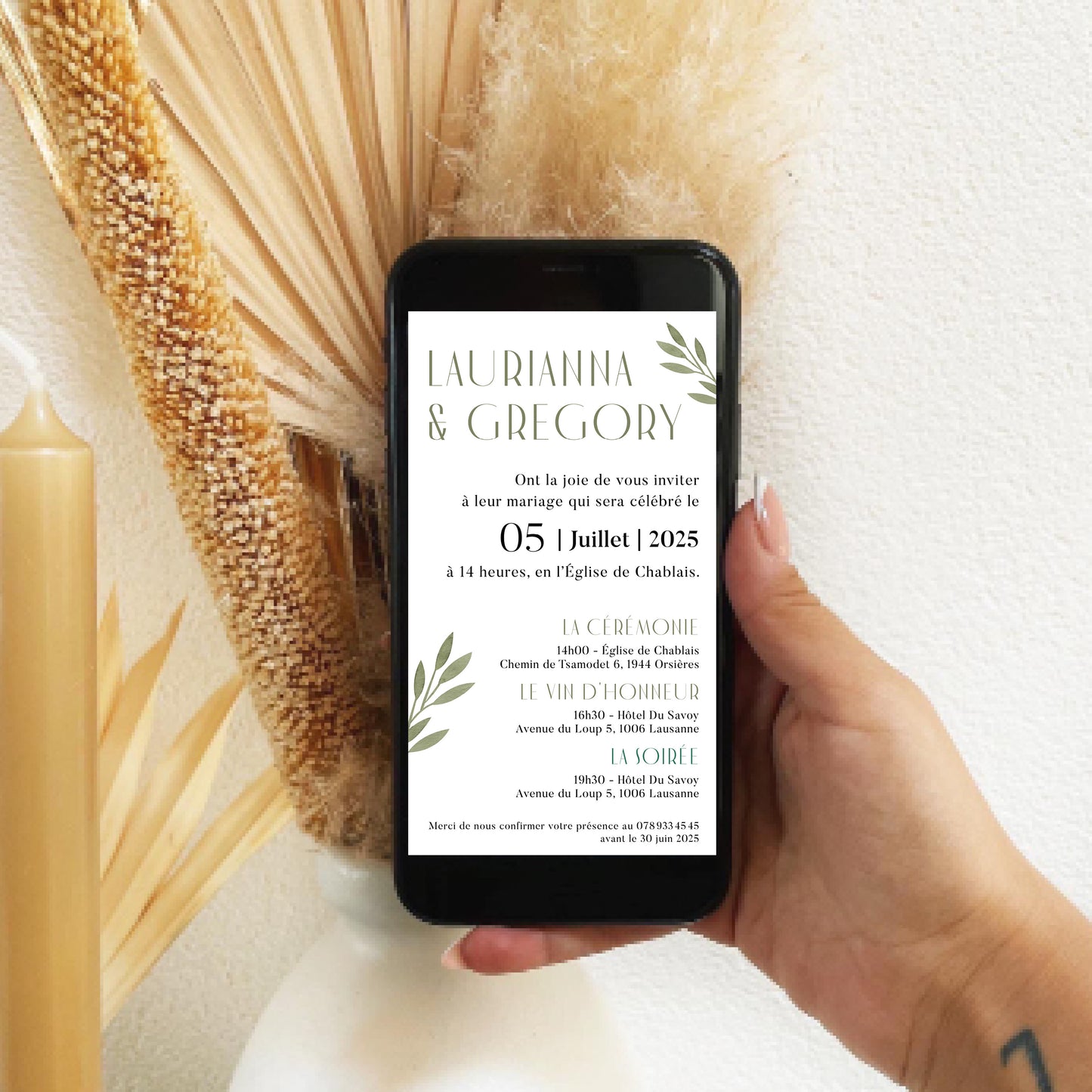 Invitation de mariage numérique élégant