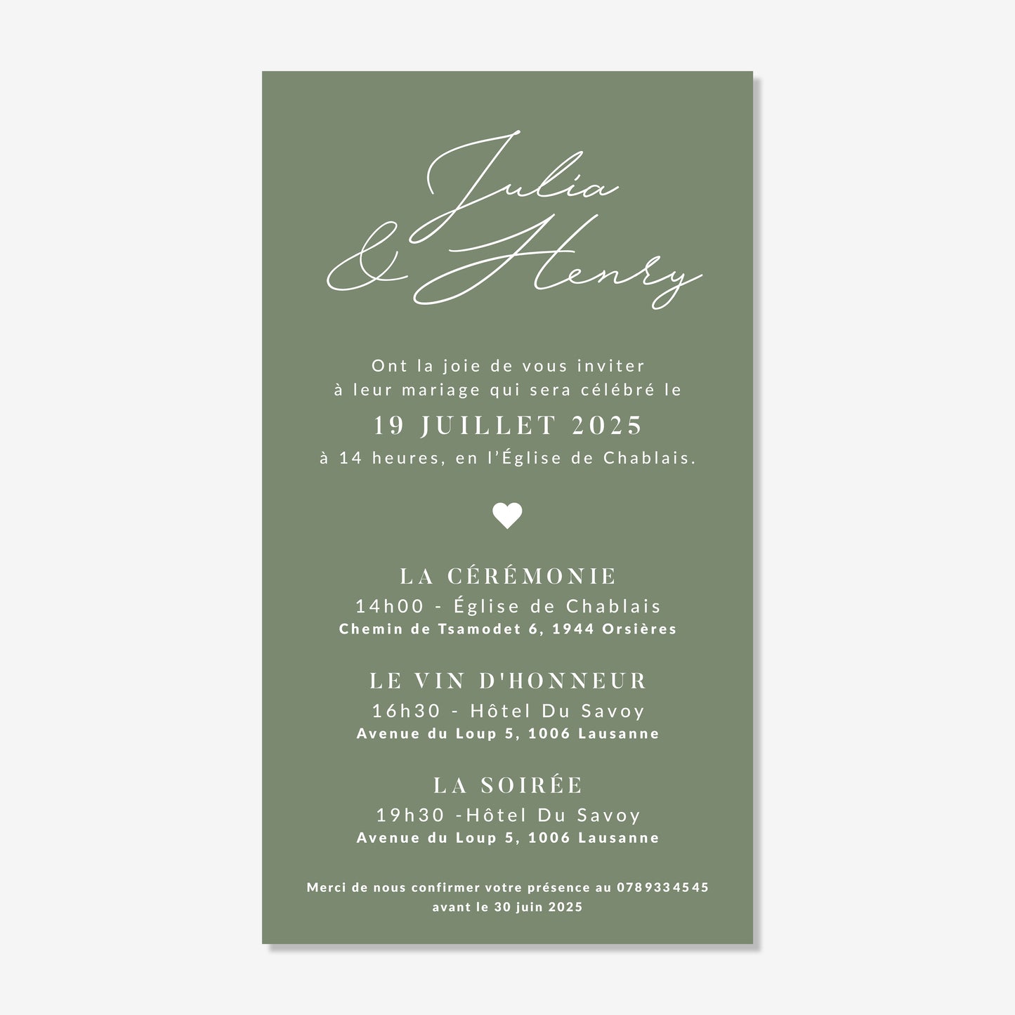 Invitation de mariage numérique élégant