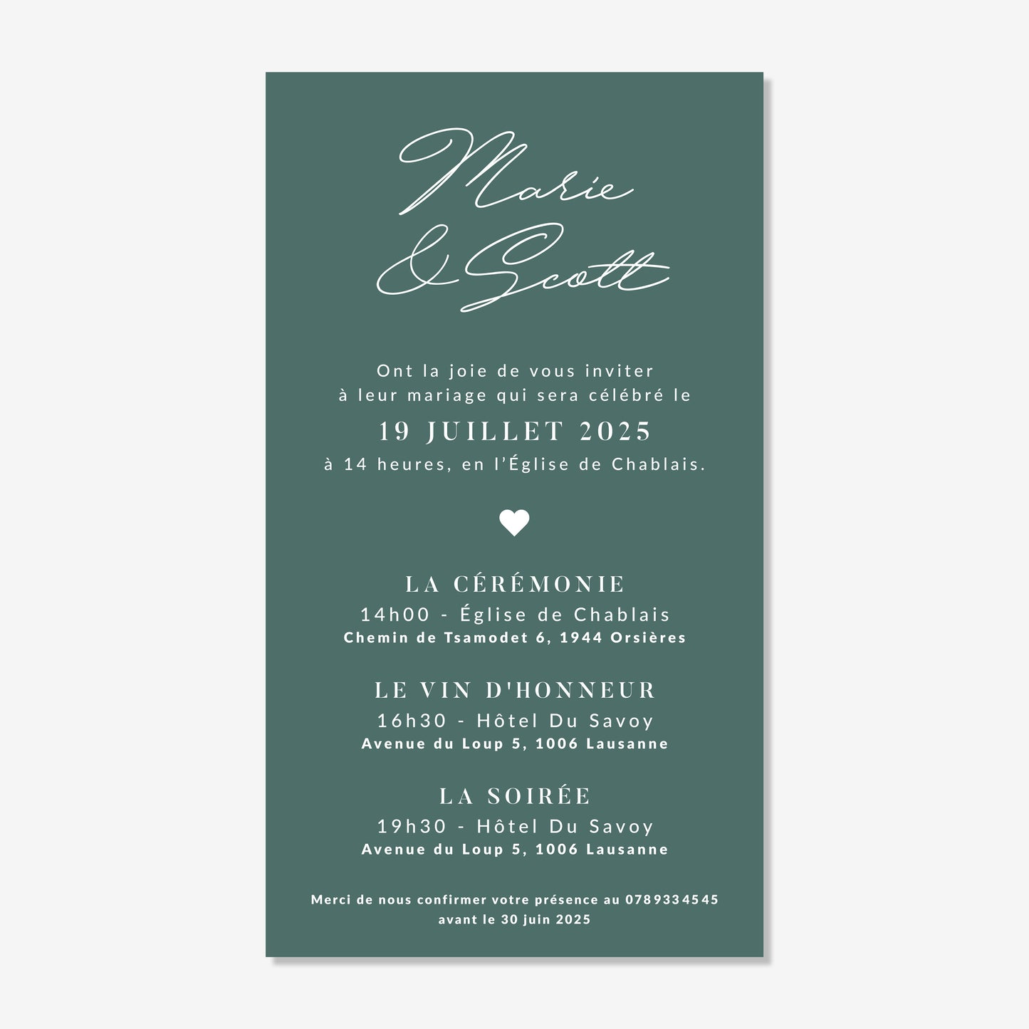 Invitation de mariage numérique élégant