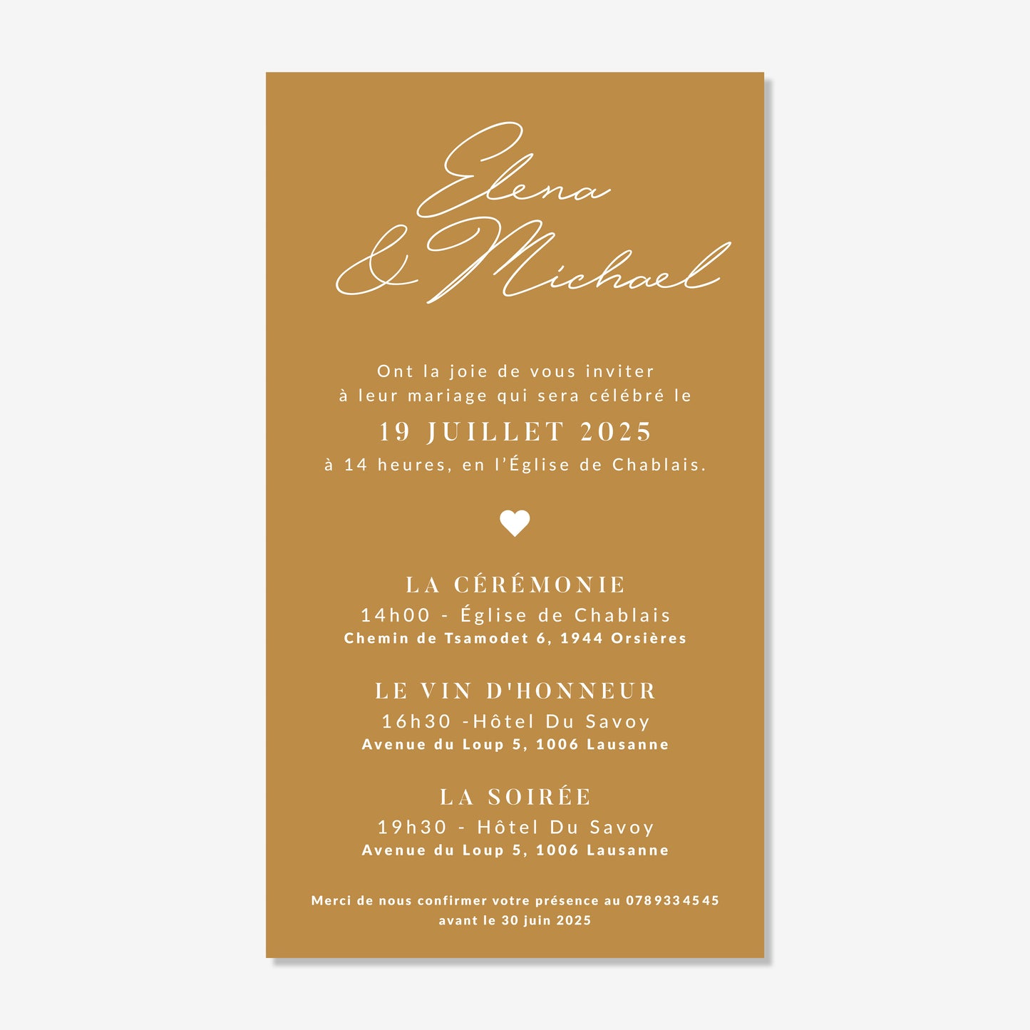 Invitation de mariage numérique élégant