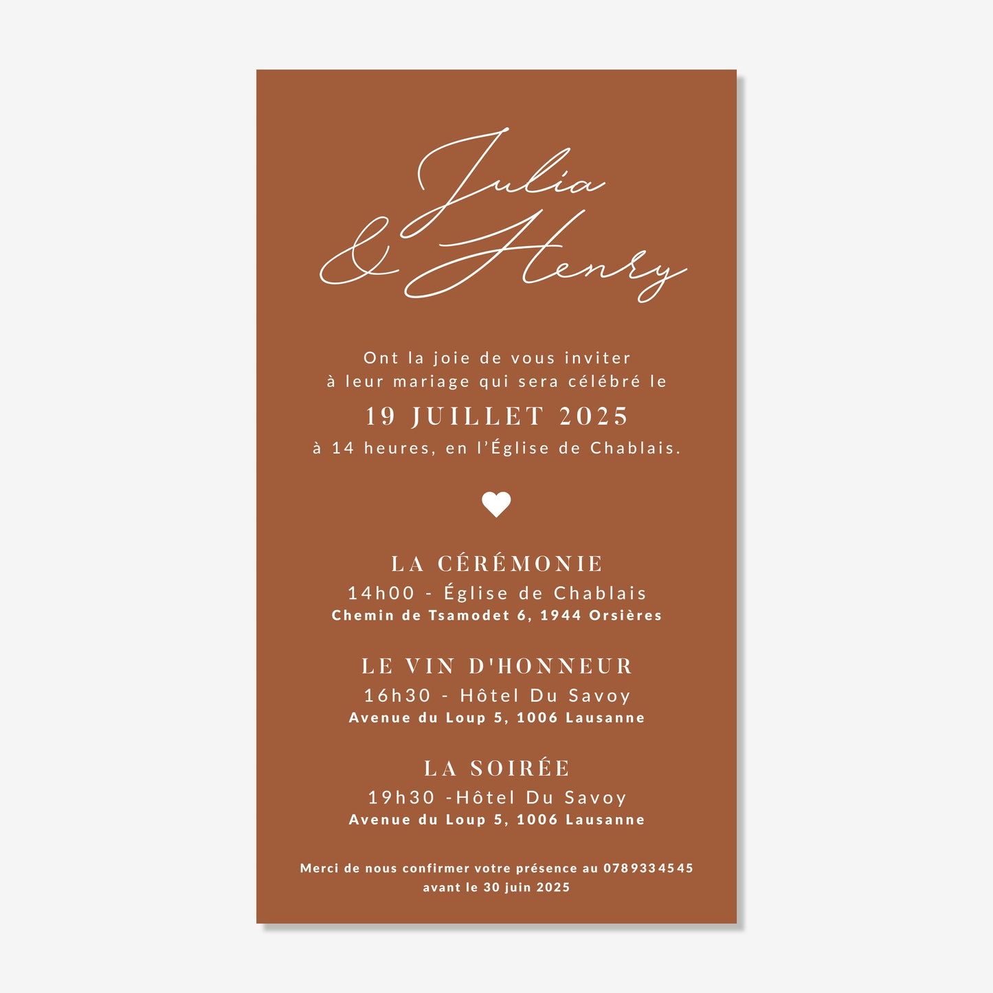 Invitation de mariage numérique élégant