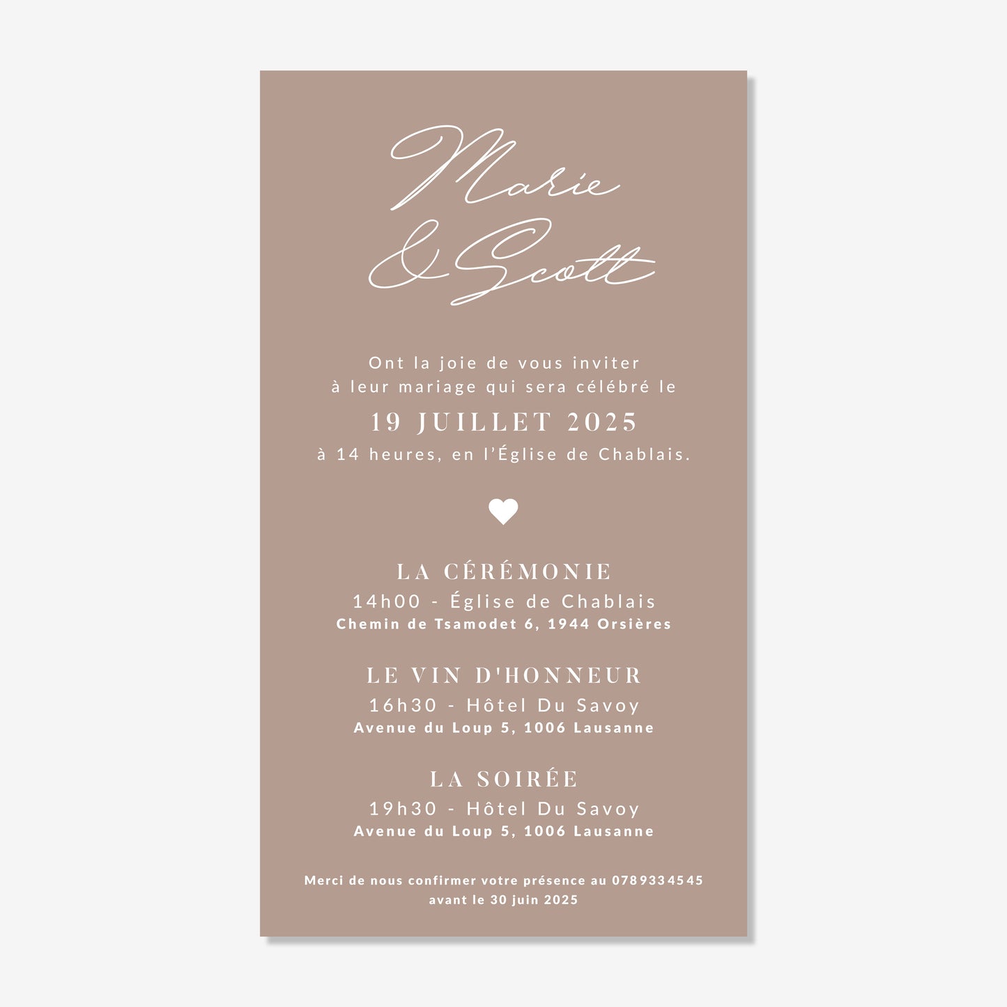 Invitation de mariage numérique élégant