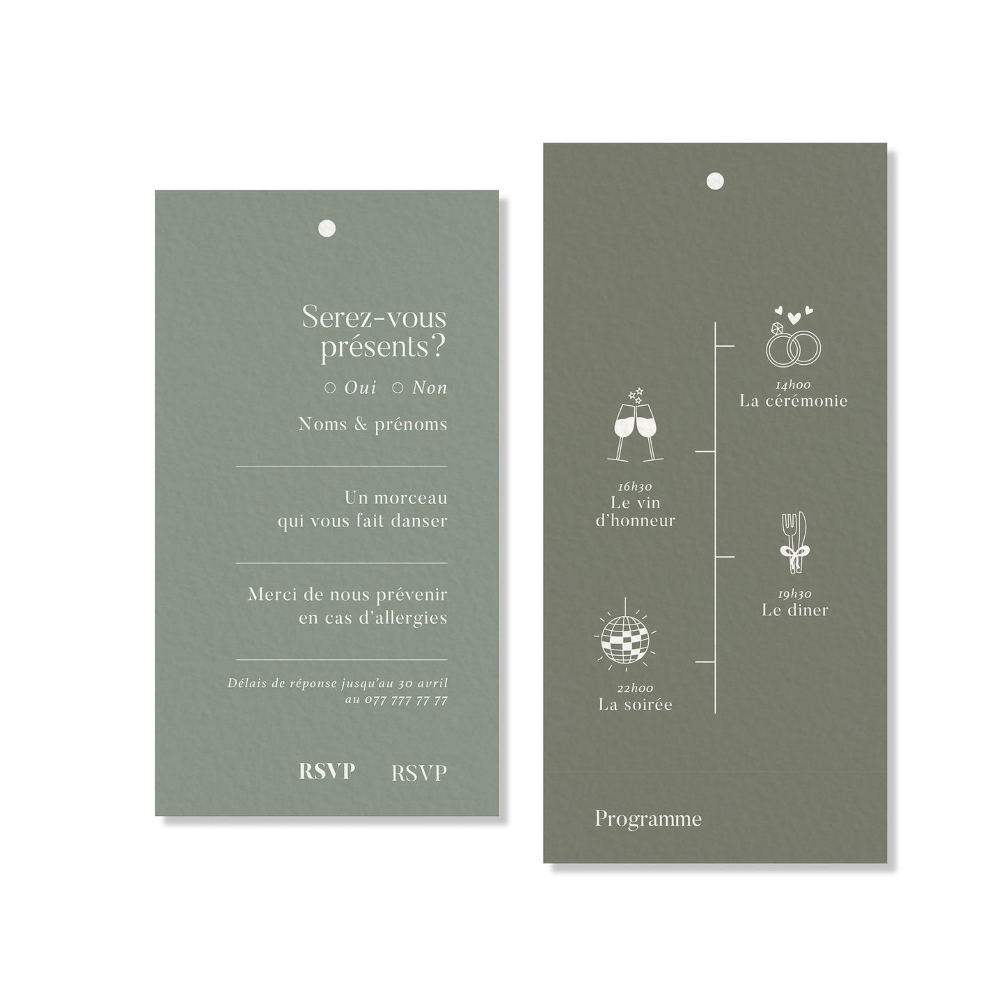 PACK faire-part, 5 cartons - Vert