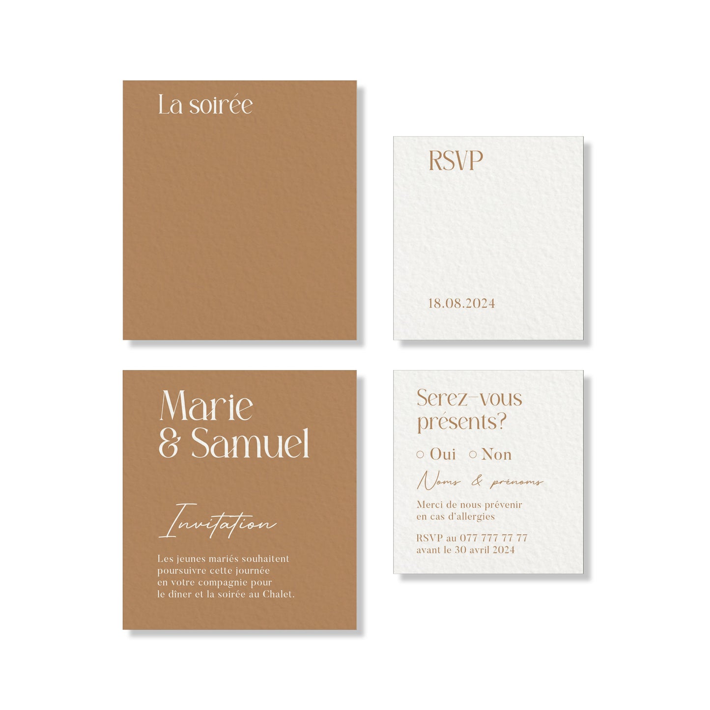 PACK faire-part + carton soirée + carton RSVP - Tea