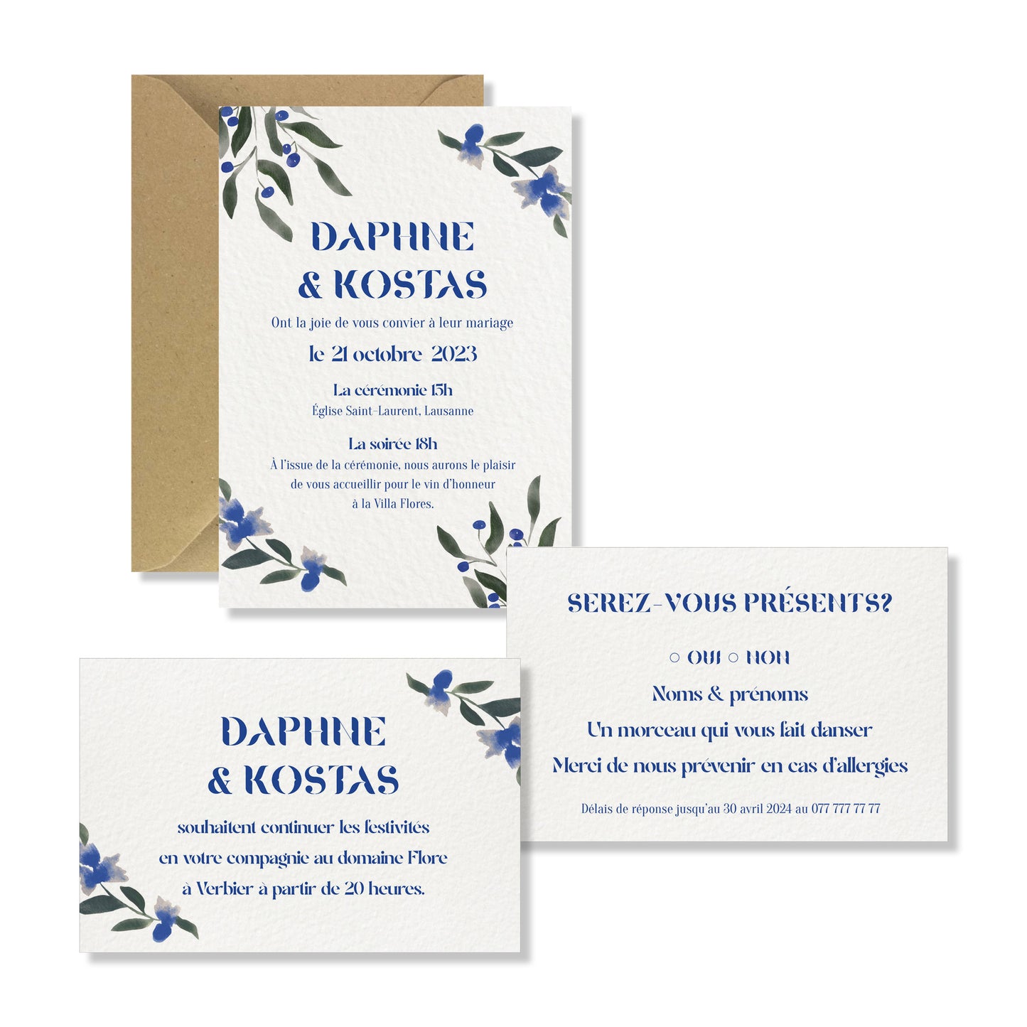 PACK faire-part + carton soirée + carton RSVP - Greek