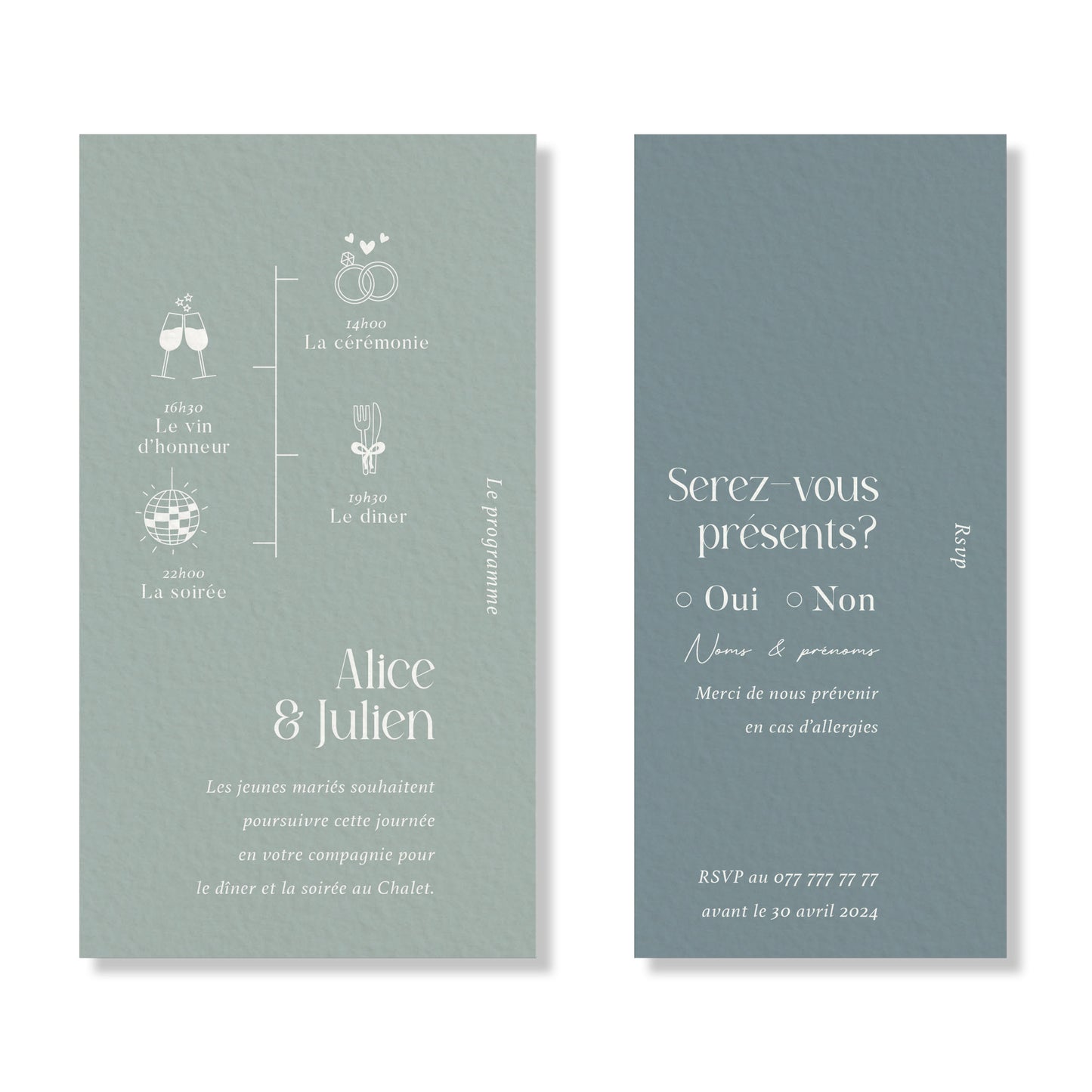 PACK faire-part + carton soirée + carton RSVP + photographies - Cotton