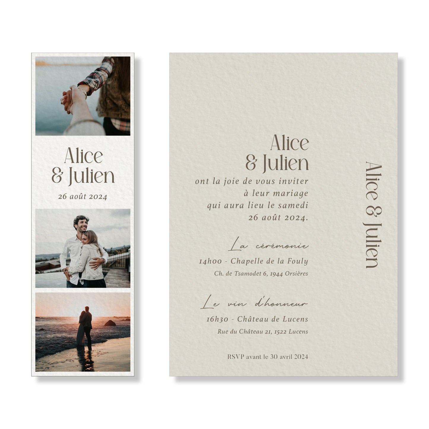PACK faire-part + carton soirée + carton RSVP + photographies - Cotton