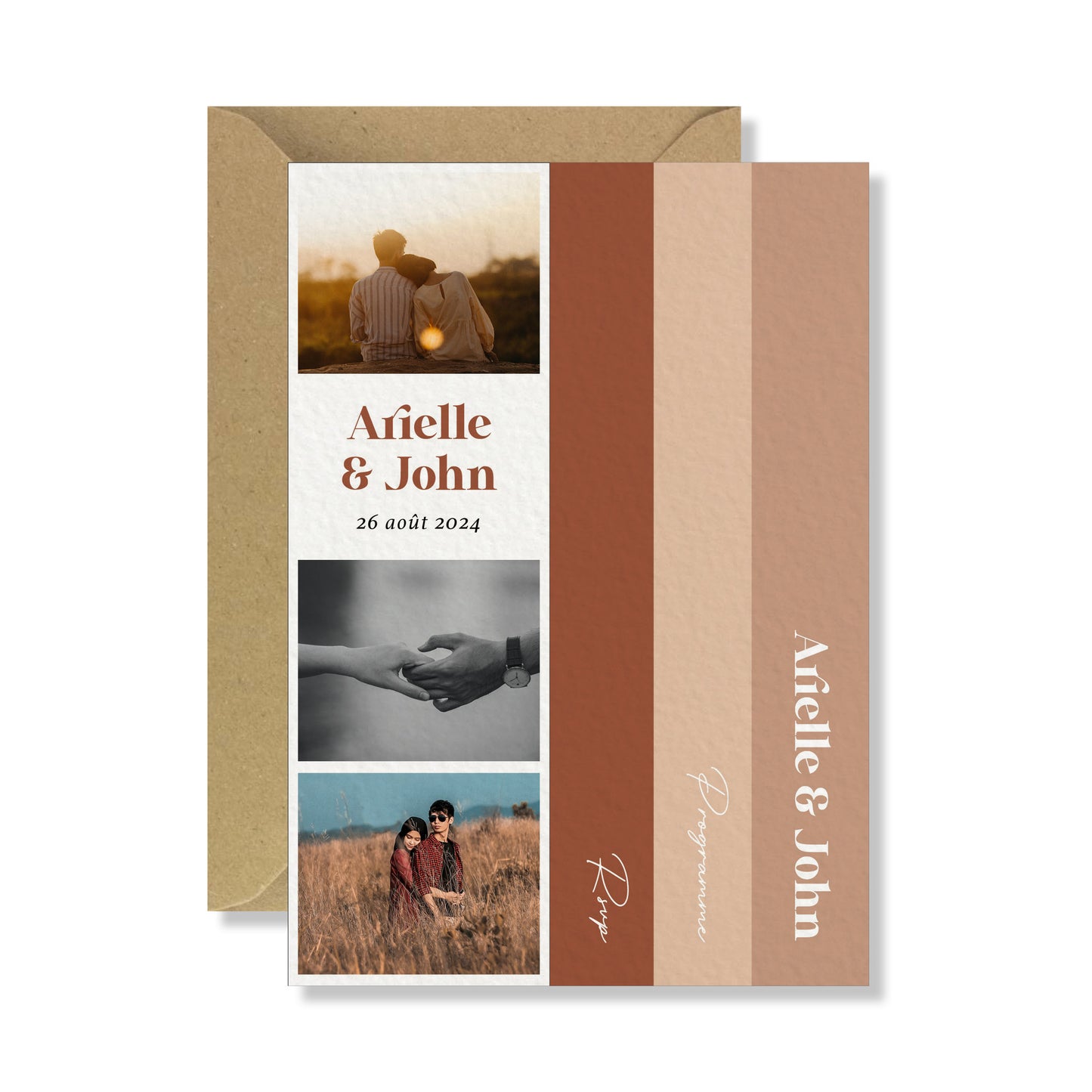 PACK faire-part + carton soirée + carton RSVP + photographies - Bohème