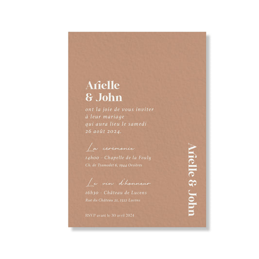 PACK faire-part + carton soirée + carton RSVP + photographies - Bohème