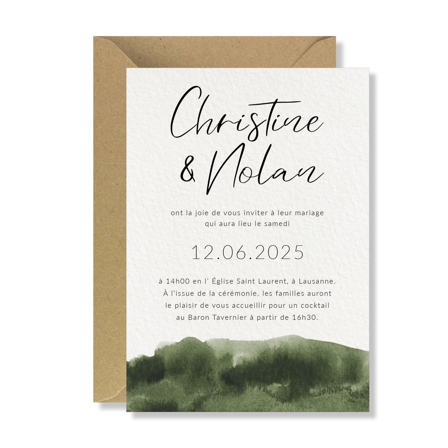 PACK faire-part + un carton supplémentaire - Olive Green