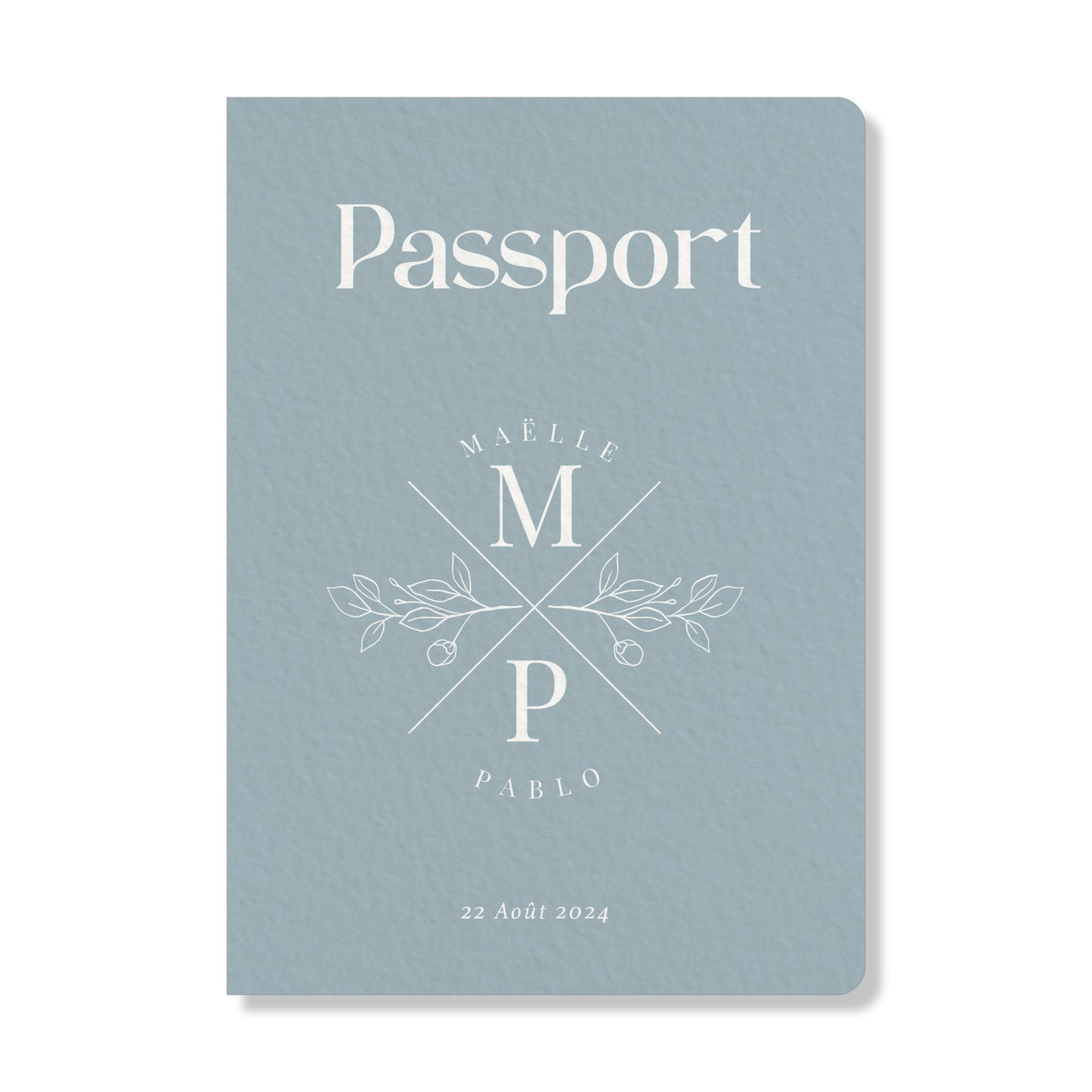 PACK faire-part passport + carton billet d'avion, bleu