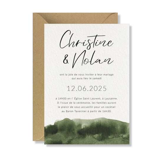 Hochzeitseinladung - Olivgrün