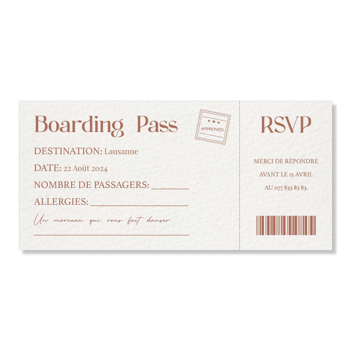 PACK faire-part passport + carton billet d'avion, rose pâle