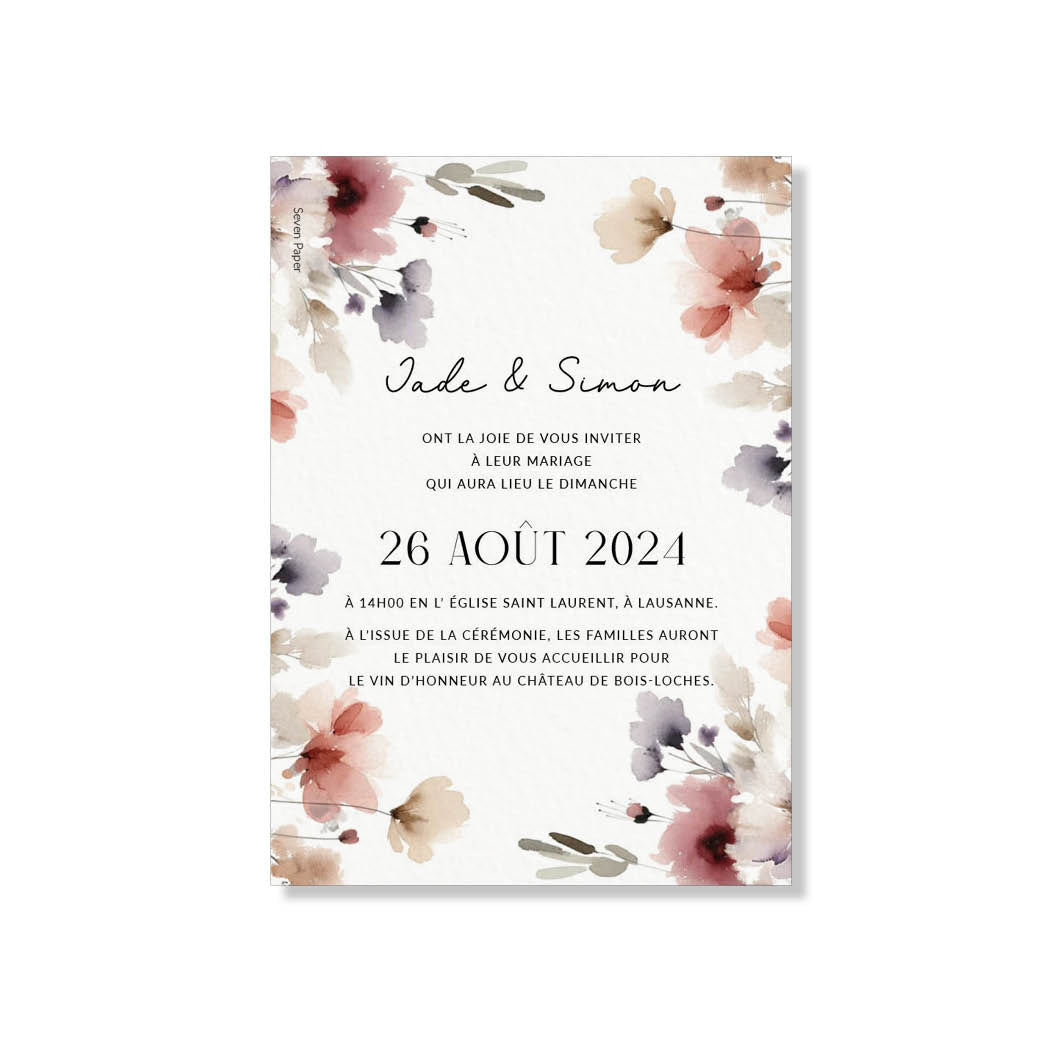 PACK faire-part + carton soirée + carton RSVP - Prune