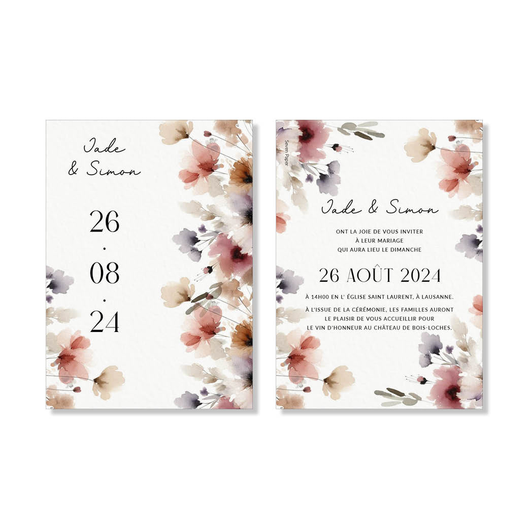PACK faire-part + carton soirée + carton RSVP - Prune
