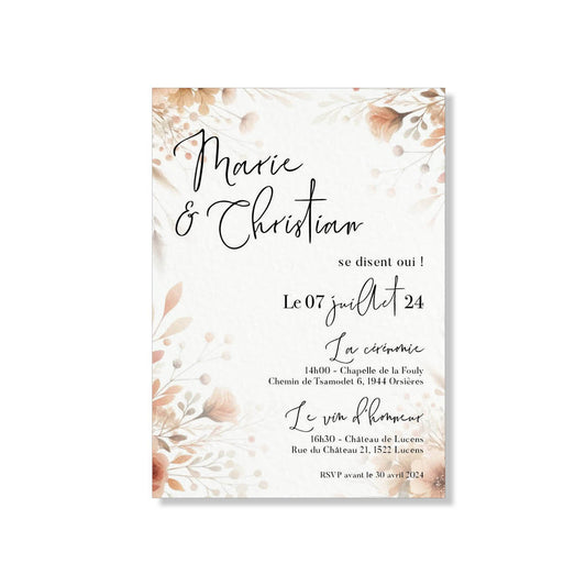 PACK faire-part + carton soirée + carton RSVP - Peach Bloom
