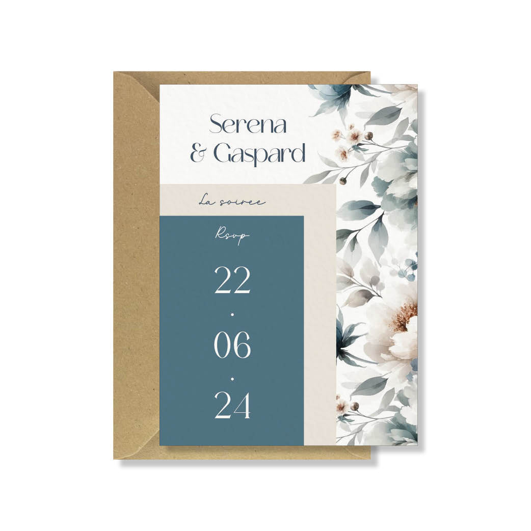 PACK faire-part + carton soirée + carton RSVP - Blue Infinity