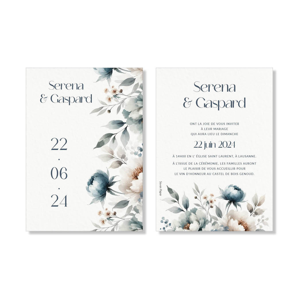 PACK faire-part + carton soirée + carton RSVP - Blue Infinity